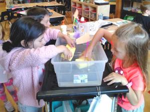 children playing with sponges