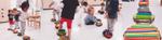collage of toddlers trying a sensory walk