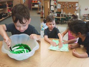 children making slime together