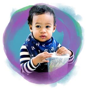 infant with a toy