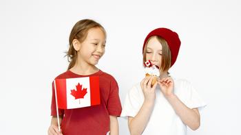 two little girls in canada day gear