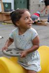 Toddler playing outside