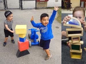 children building towers with blocks